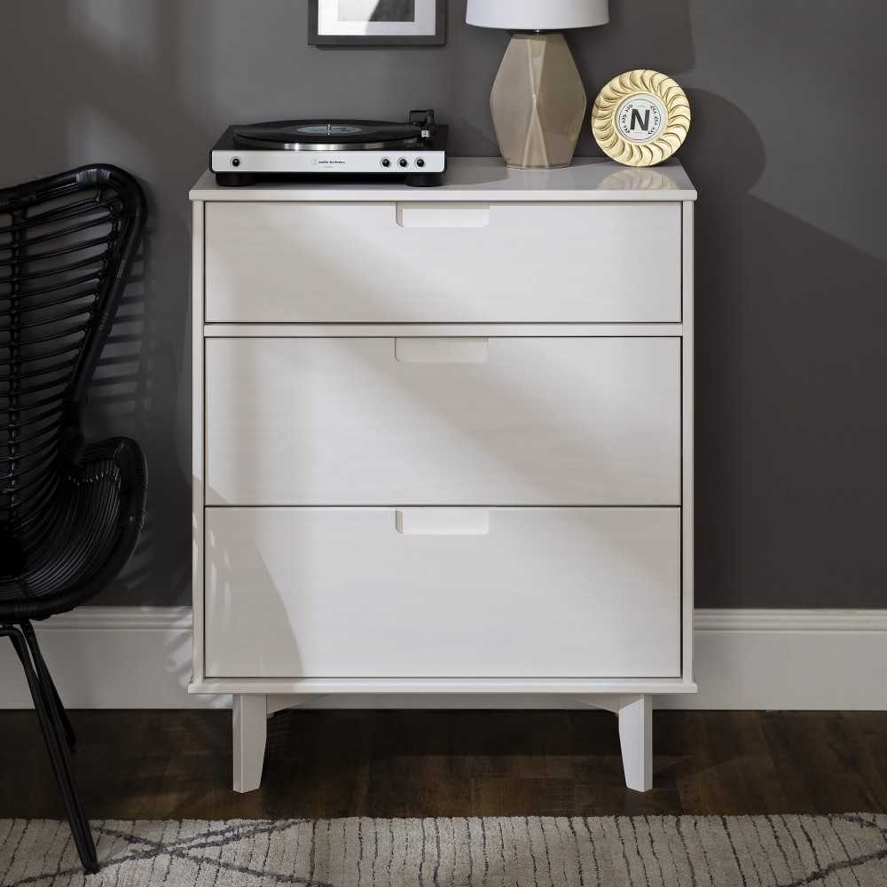 Sloane 3 Drawer Groove Handle Wood Dresser - White