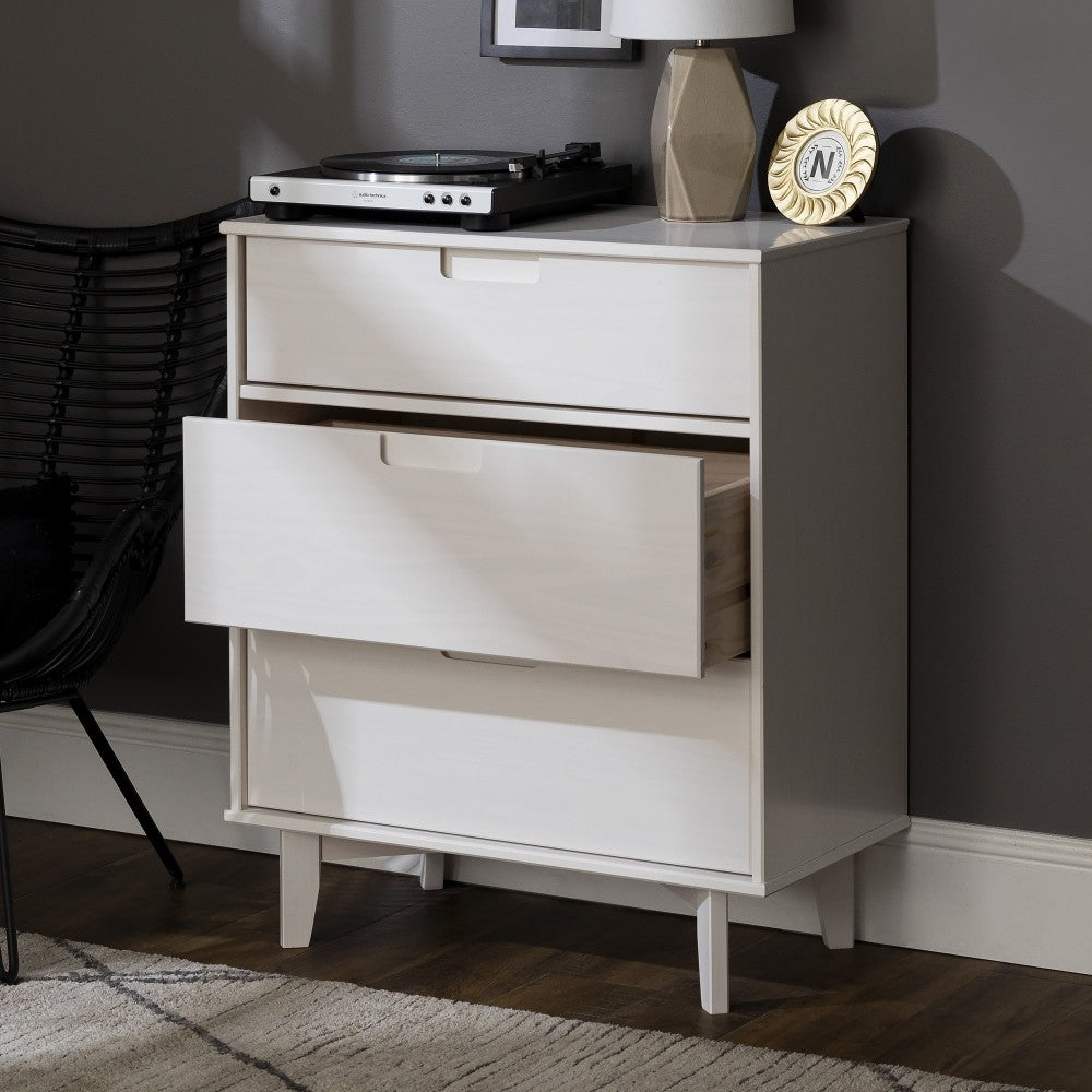 Sloane 3 Drawer Groove Handle Wood Dresser - White