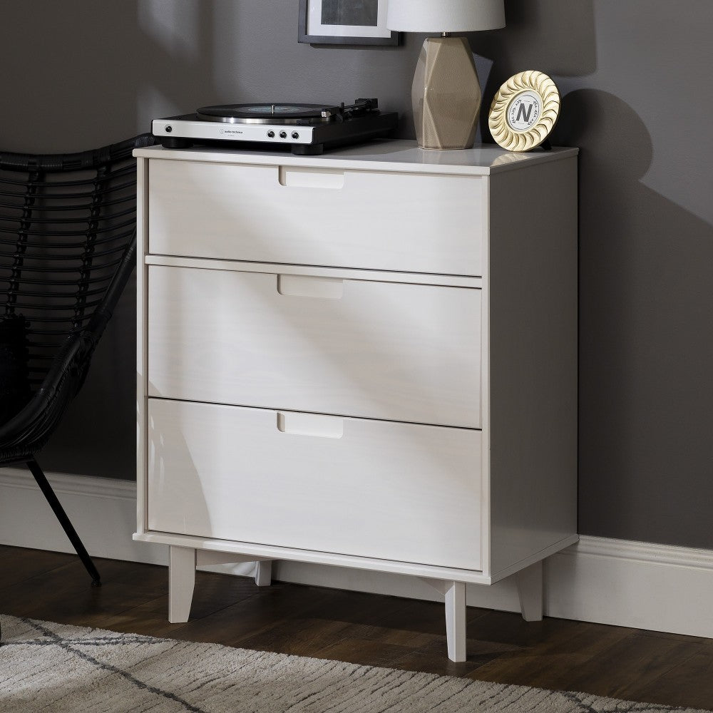 Sloane 3 Drawer Groove Handle Wood Dresser - White
