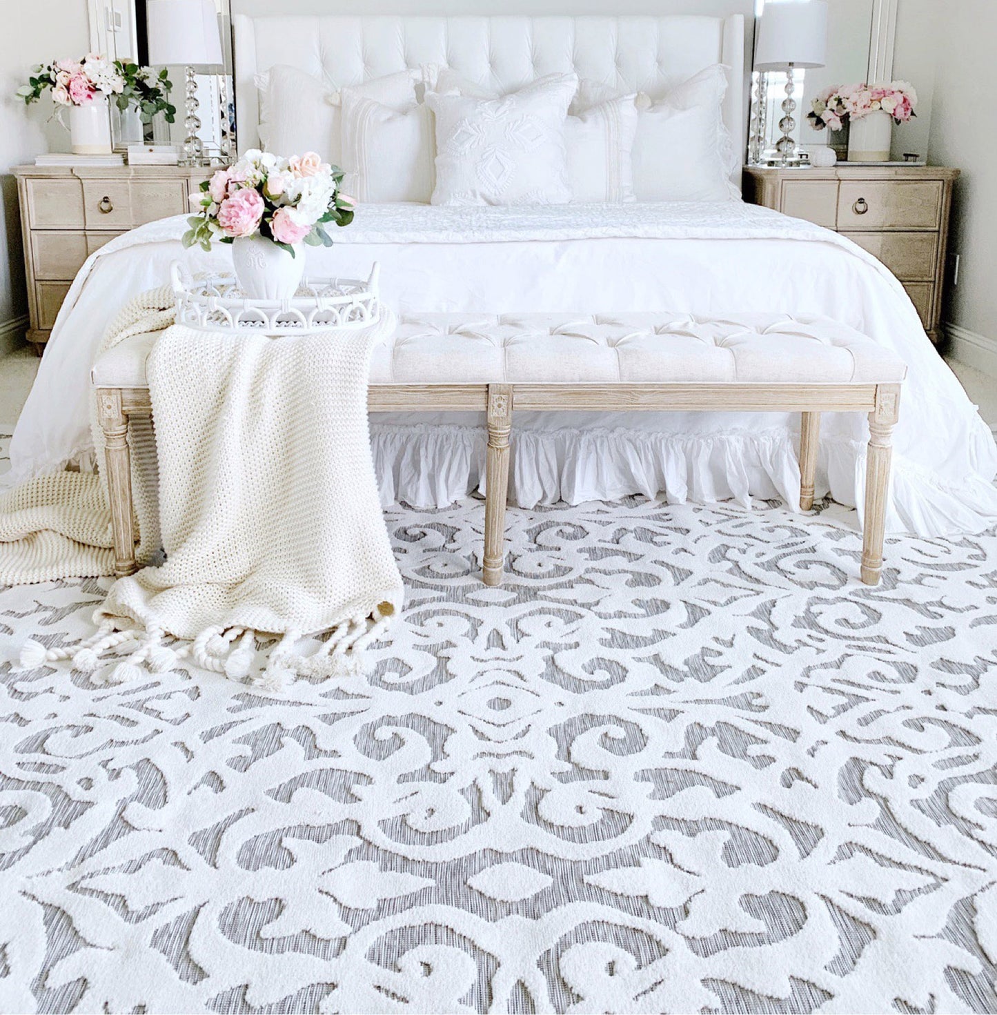 My Texas House by Orian Blur Damask Natural Gray 108"X156"