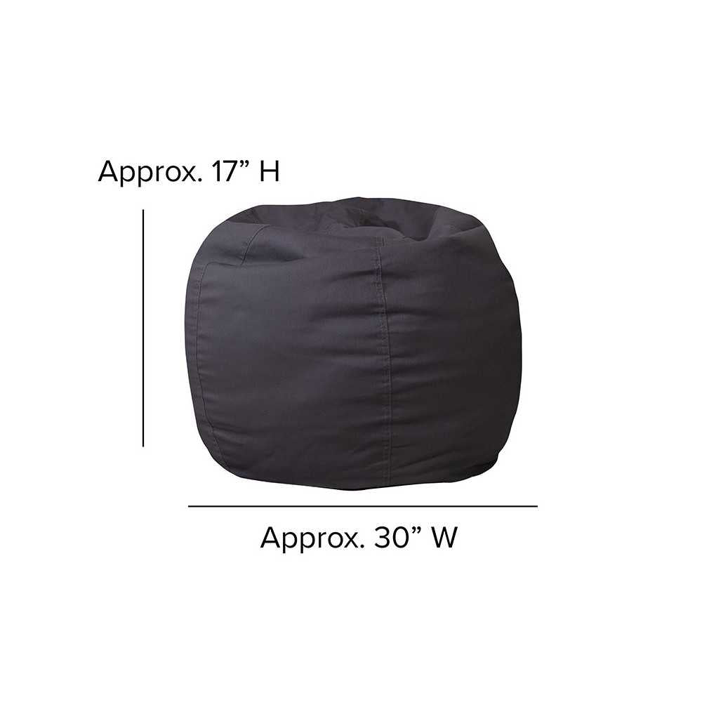 Small Solid Gray Bean Bag Chair for Kids and Teens