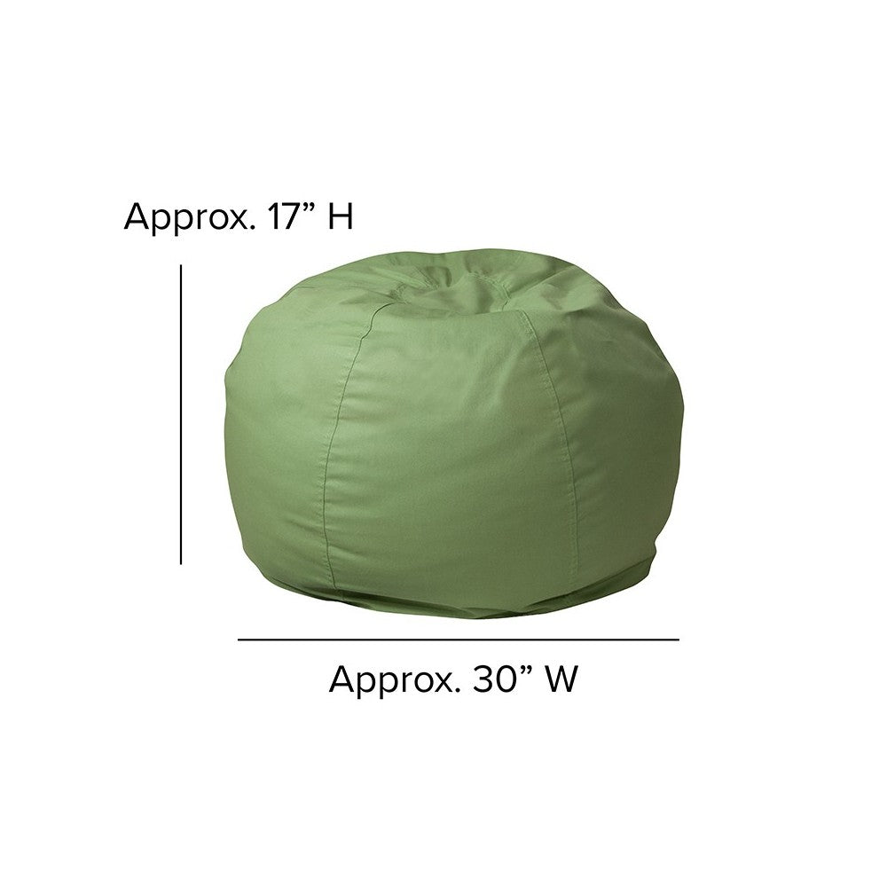 Small Solid Green Bean Bag Chair for Kids and Teens