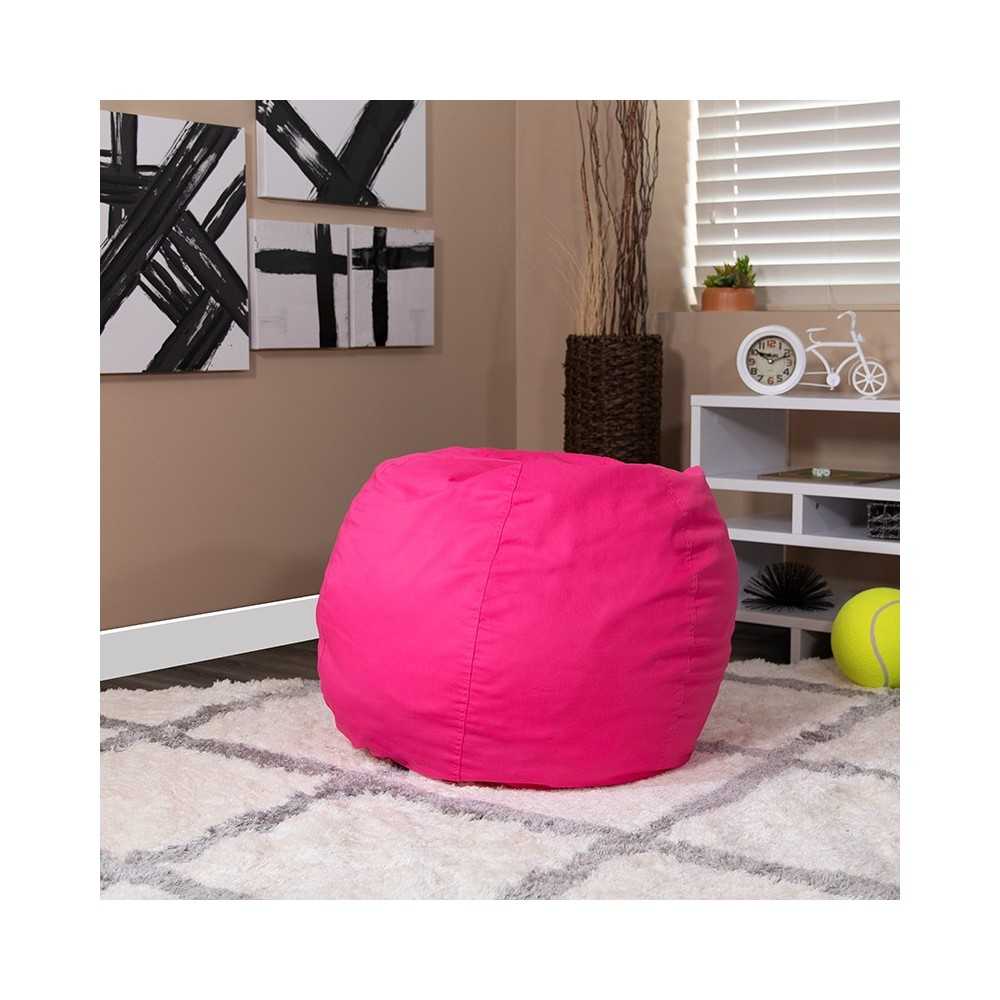 Small Solid Hot Pink Bean Bag Chair for Kids and Teens