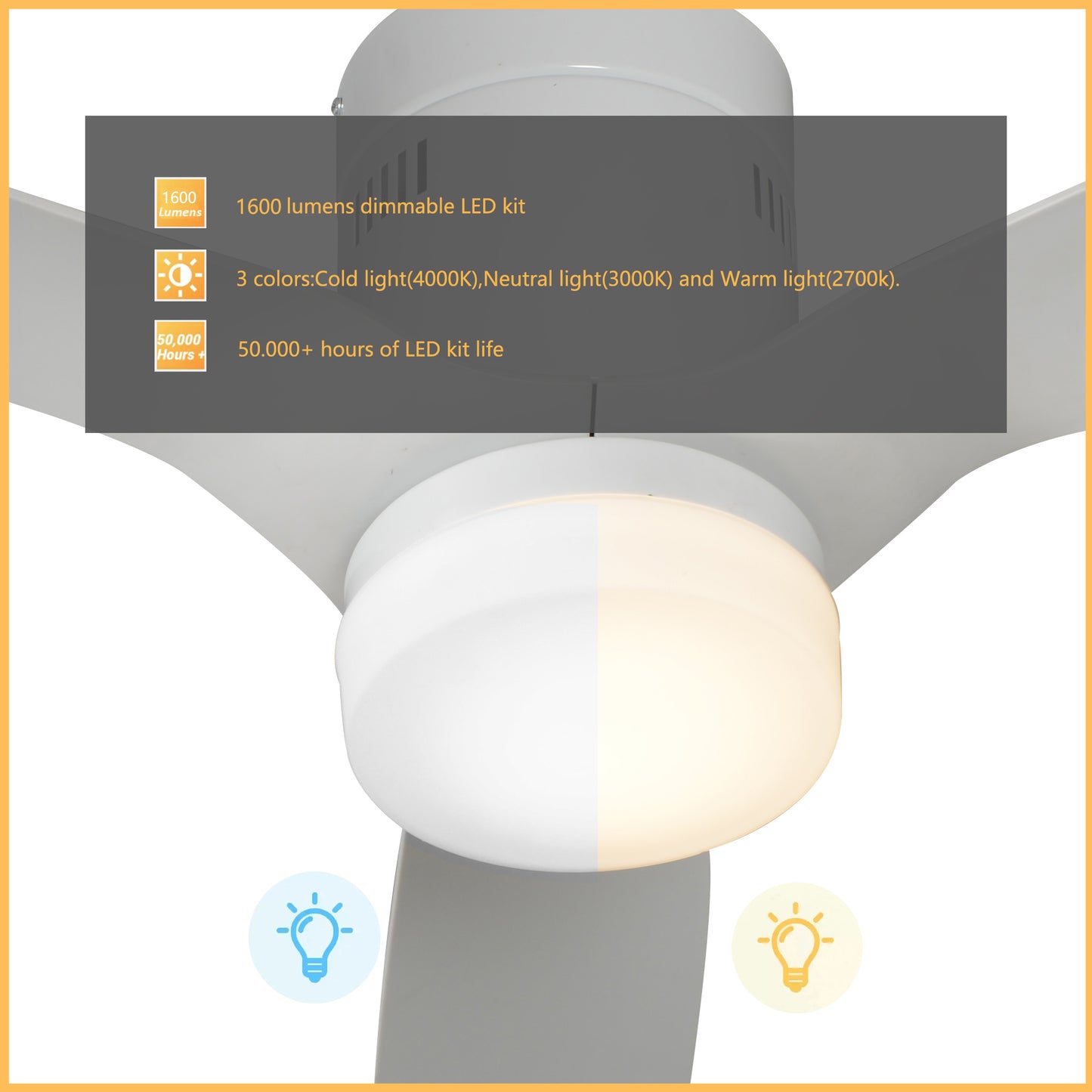 Spezia 52 Inch 3-Blade Smart Ceiling Fan - White