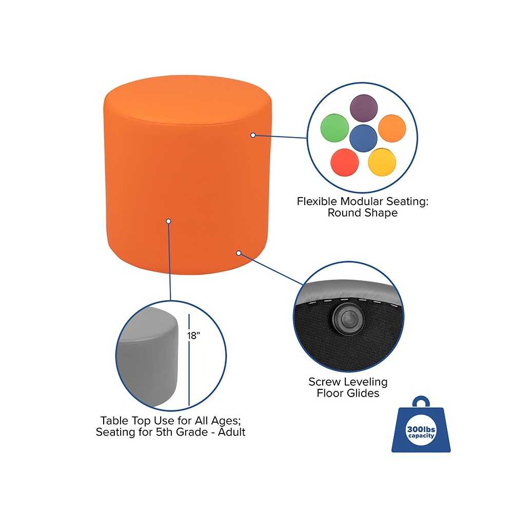 Soft Seating Collaborative Circle for Classrooms and Common Spaces - 18" Seat Height (Orange)