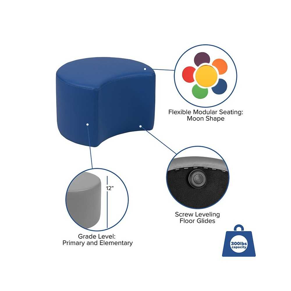 Soft Seating Collaborative Moon for Classrooms and Daycares - 12" Seat Height (Blue)