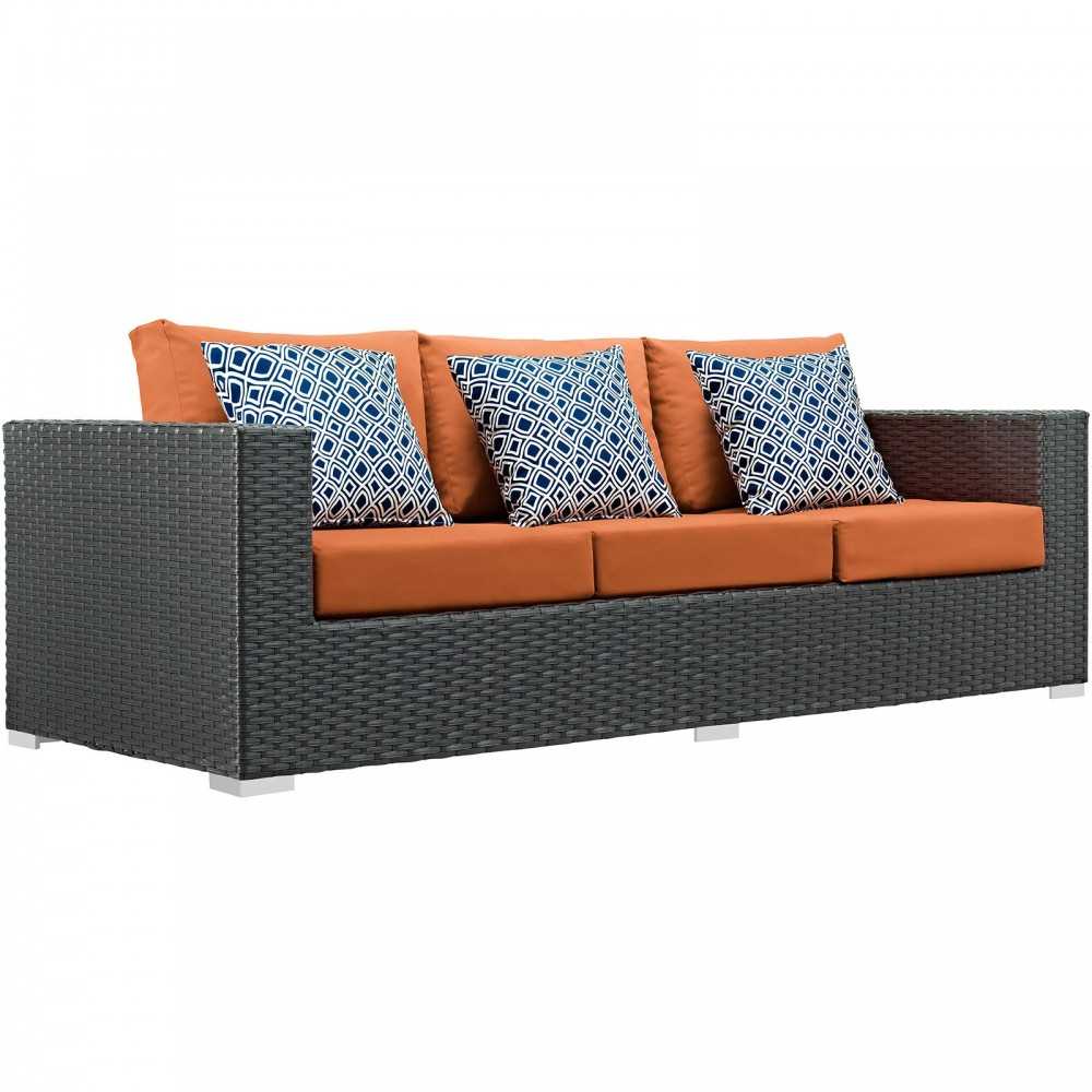 Sojourn 3 Piece Outdoor Patio Sunbrella Sectional Set, Canvas Tuscan, EEI-2384-CHC-TUS-SET