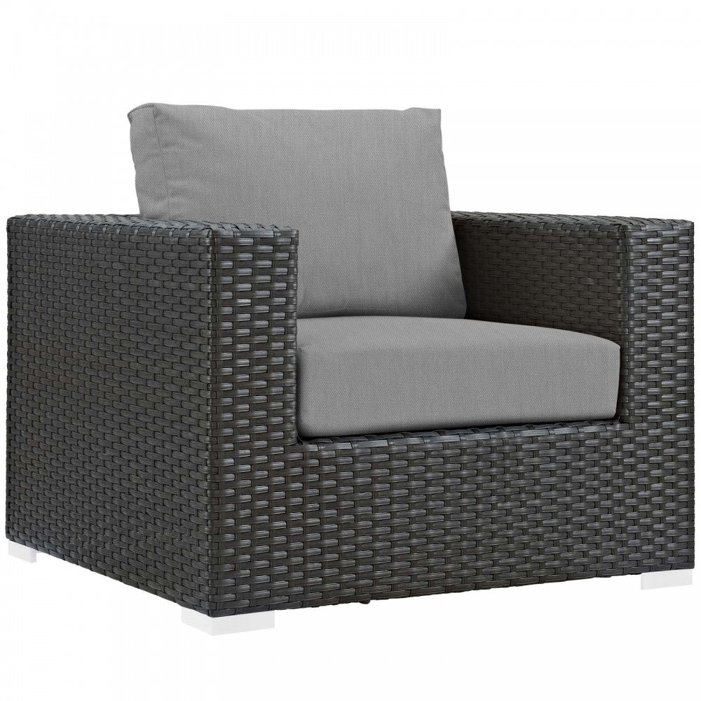 Sojourn 3 Piece Outdoor Patio Sunbrella Sectional Set, Canvas Gray, EEI-1891-CHC-GRY-SET