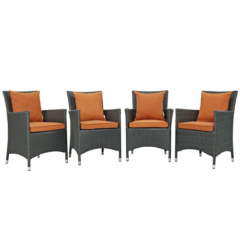 Sojourn 4 Piece Outdoor Patio Sunbrella Dining Set, Canvas Tuscan