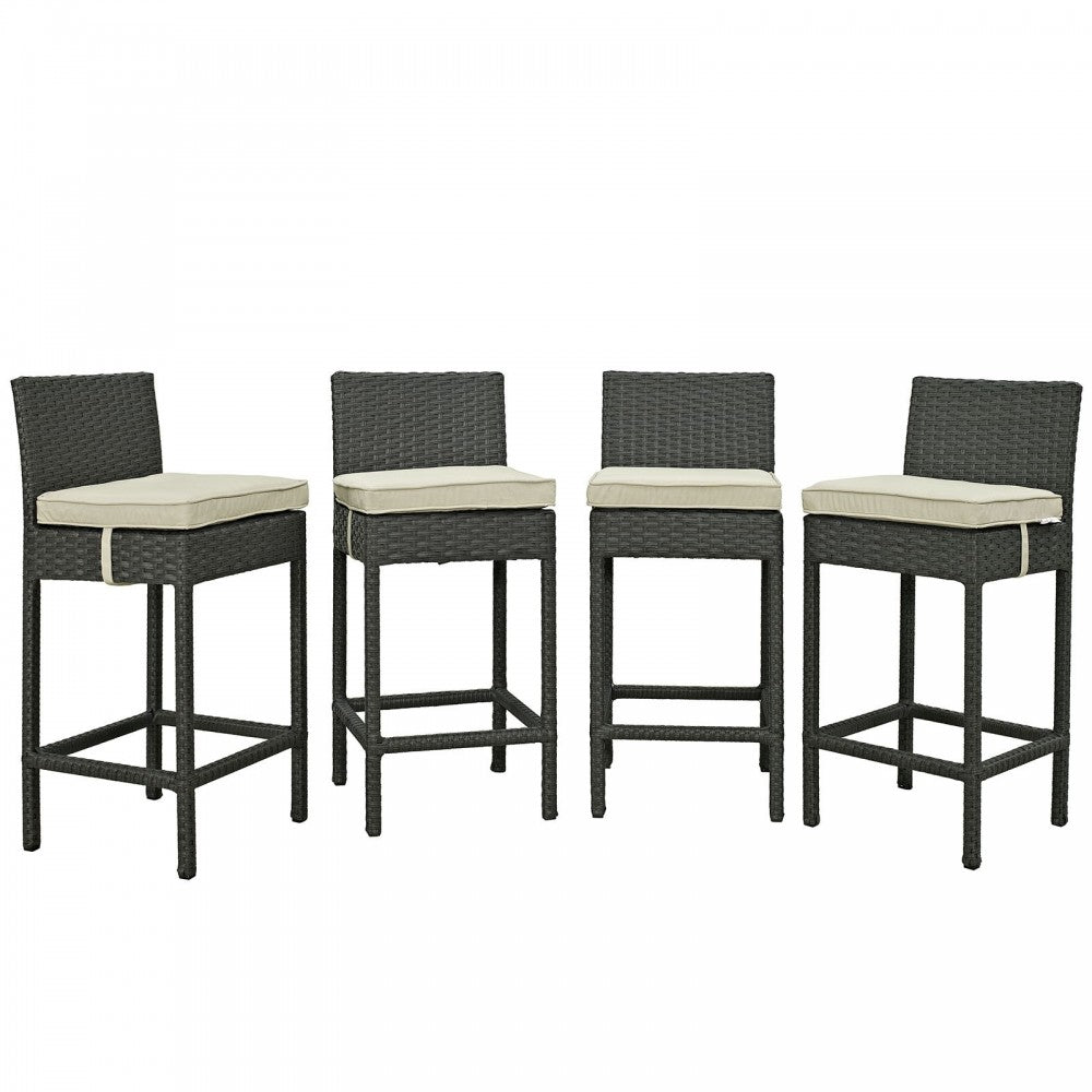 Sojourn 4 Piece Outdoor Patio Sunbrella Pub Set, Antique Canvas Beige