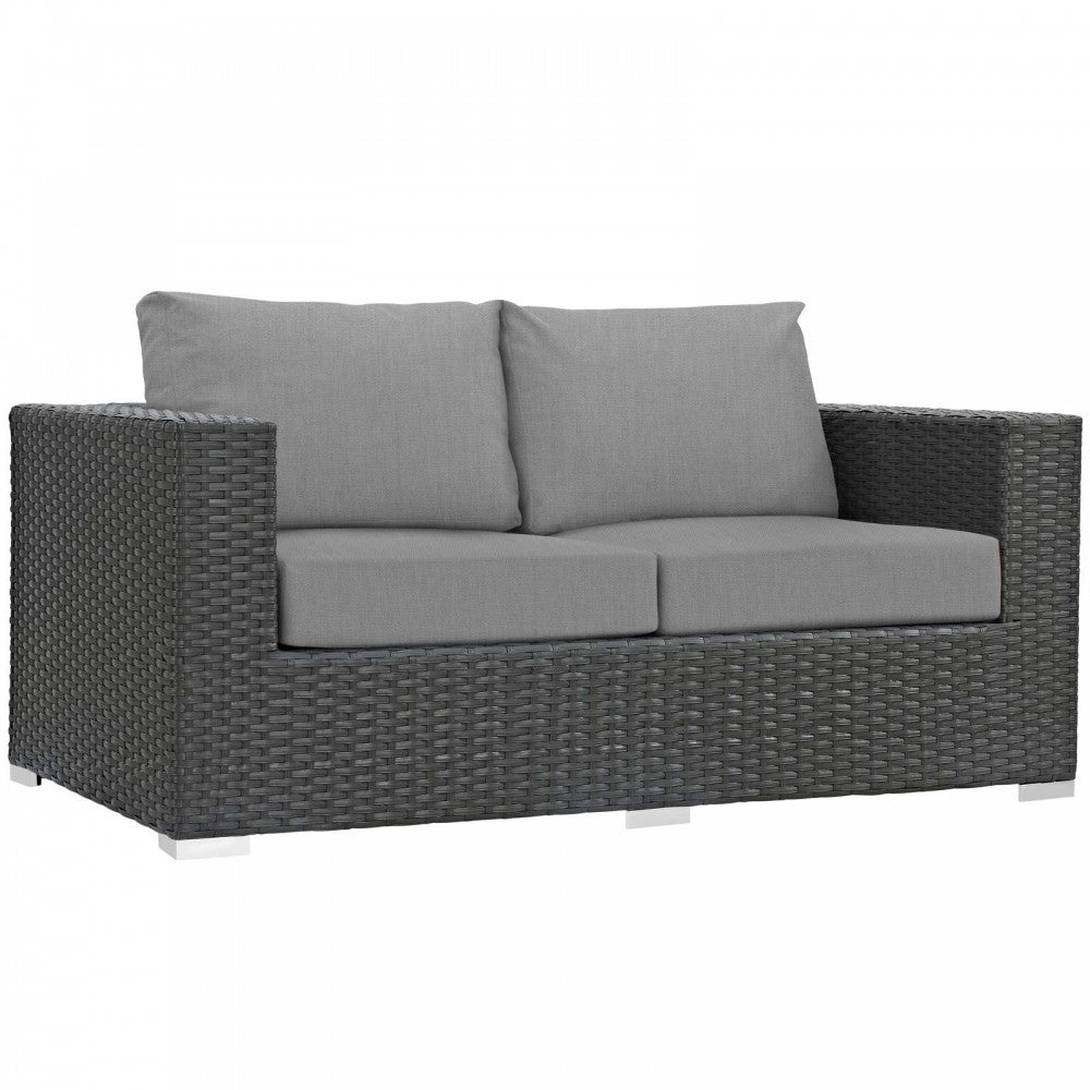 Sojourn 5 Piece Outdoor Patio Sunbrella Sectional Set, Canvas Gray, EEI-1879-CHC-GRY-SET