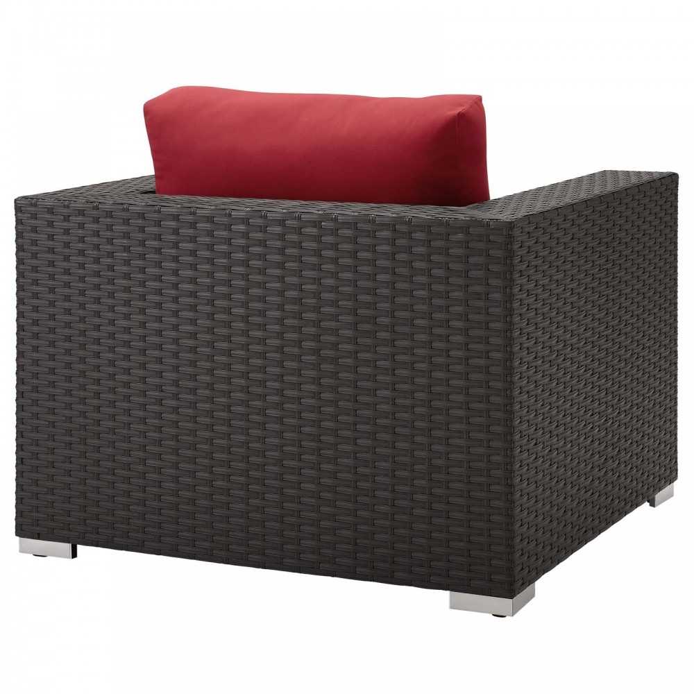 Sojourn Outdoor Patio Sunbrella Armchair, Canvas Red