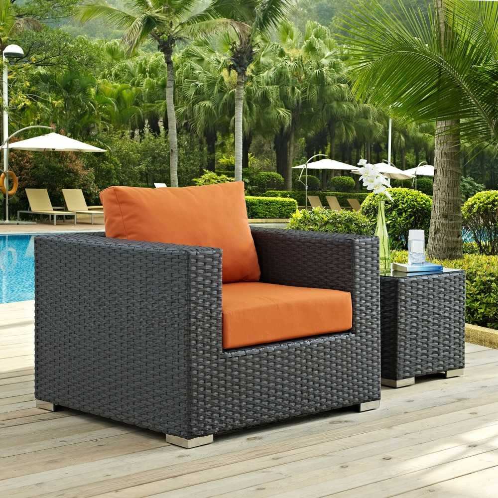 Sojourn Outdoor Patio Sunbrella Armchair, Canvas Tuscan