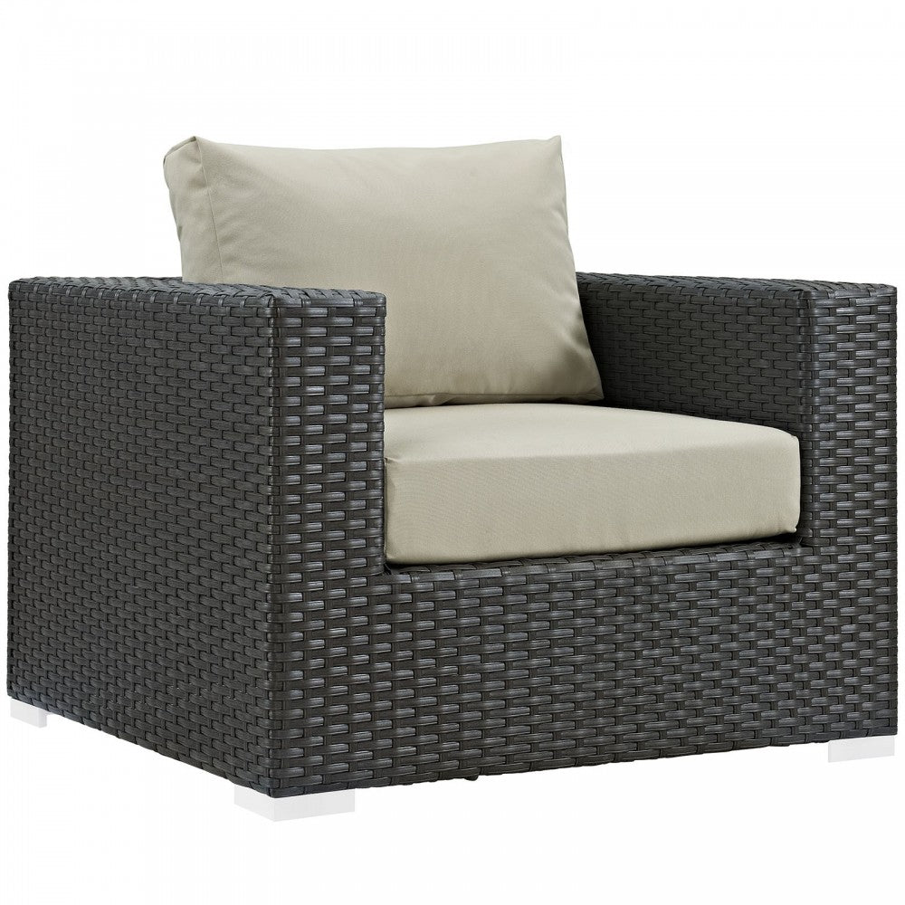 Sojourn Outdoor Patio Sunbrella Armchair, Canvas Antique Beige