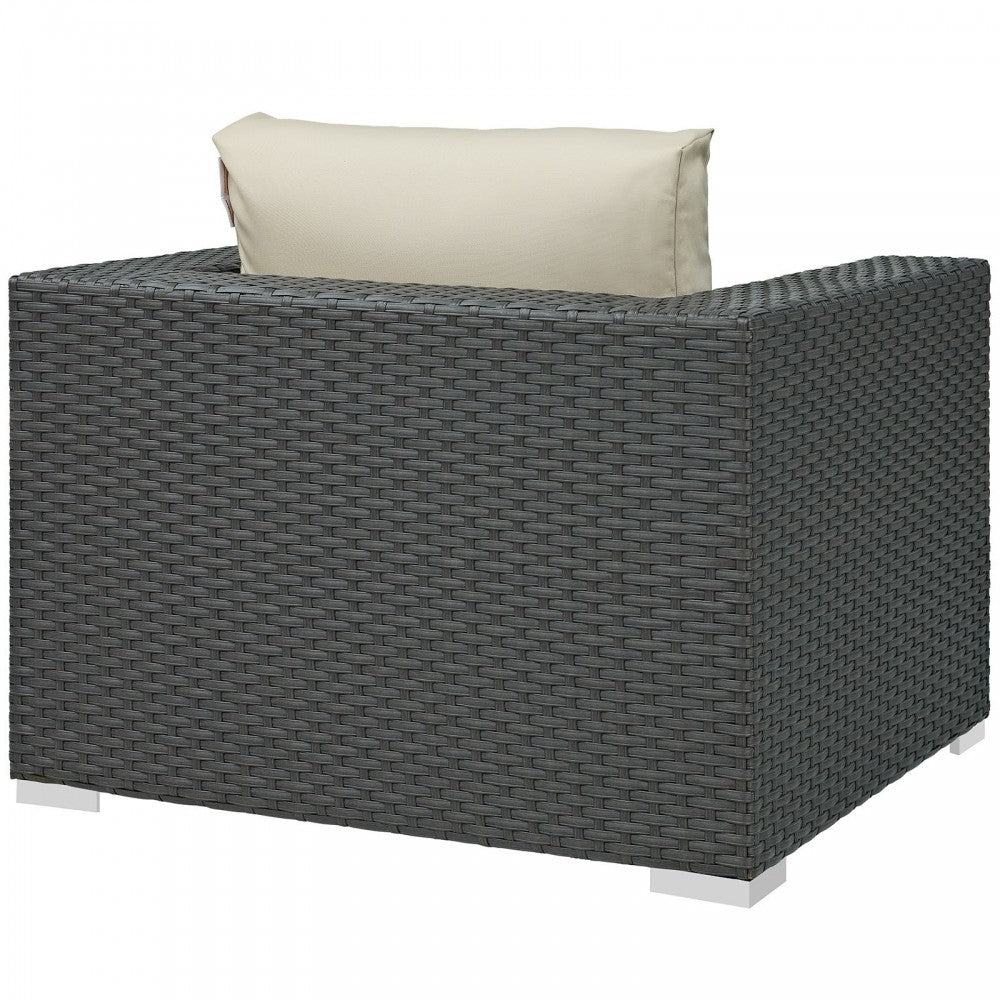 Sojourn Outdoor Patio Sunbrella Armchair, Canvas Antique Beige
