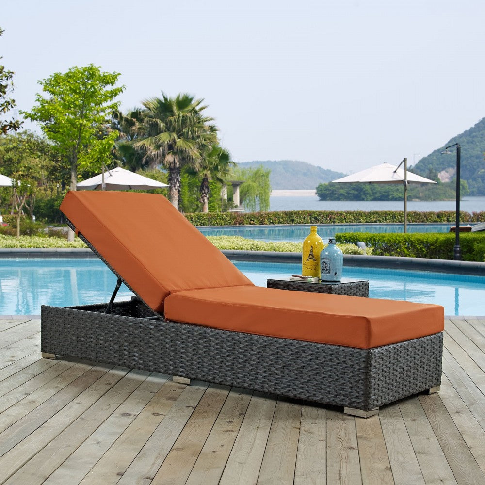 Sojourn Outdoor Patio Sunbrella Chaise Lounge, Canvas Tuscan