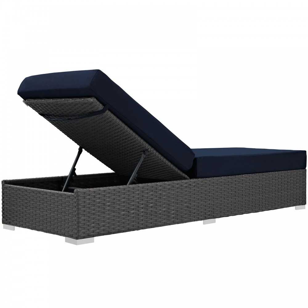 Sojourn Outdoor Patio Sunbrella Chaise Lounge, Canvas Navy