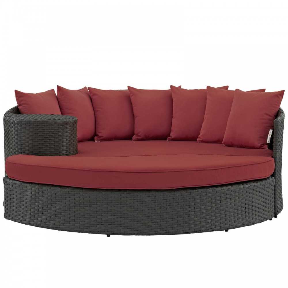 Sojourn Outdoor Patio Sunbrella Daybed, Canvas Red, EEI-1982-CHC-RED
