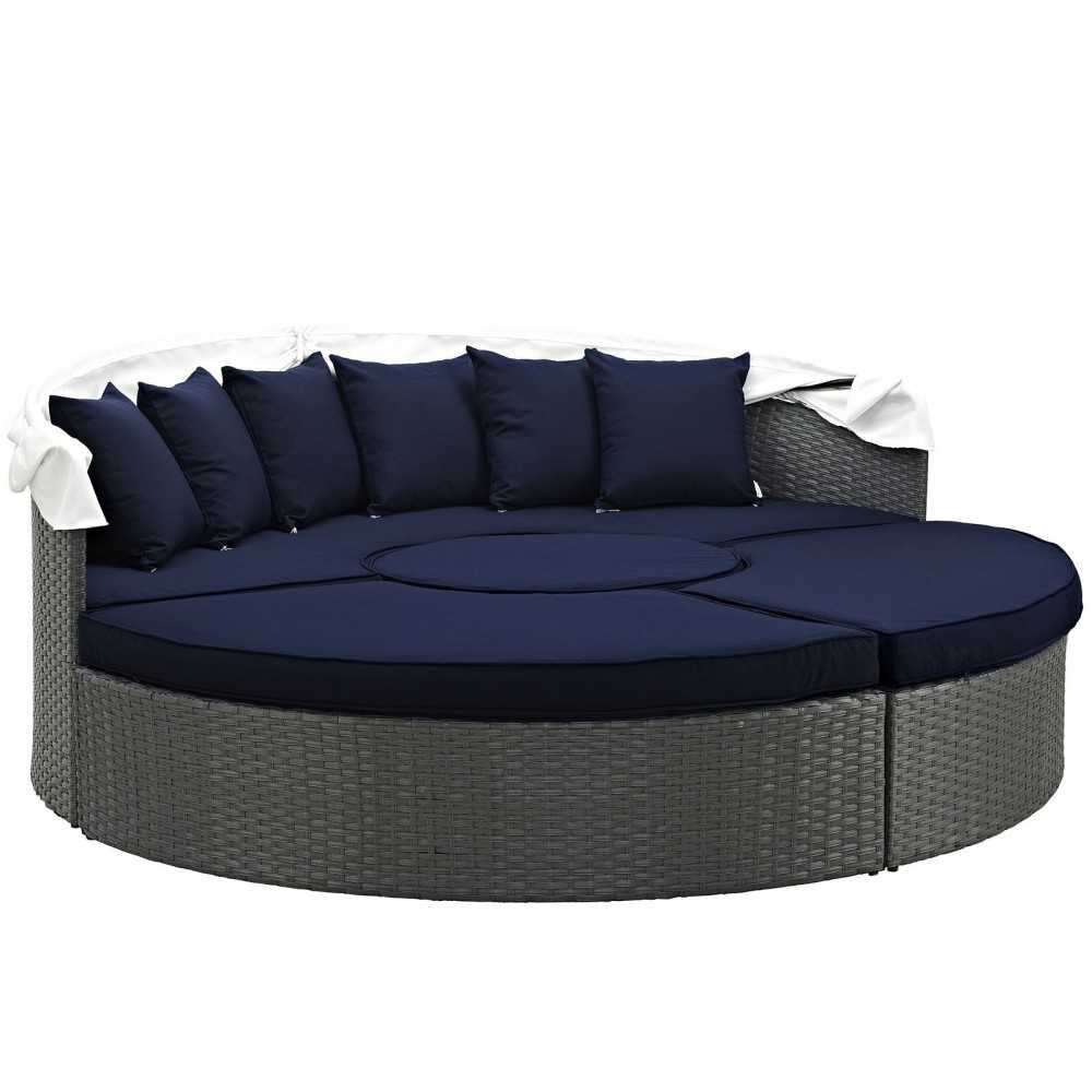 Sojourn Outdoor Patio Sunbrella Daybed, Canvas Navy, EEI-1986-CHC-NAV-SET