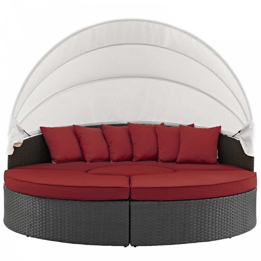 Sojourn Outdoor Patio Sunbrella Daybed, Canvas Red, EEI-1986-CHC-RED