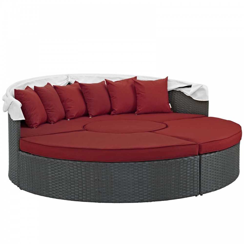 Sojourn Outdoor Patio Sunbrella Daybed, Canvas Red, EEI-1986-CHC-RED