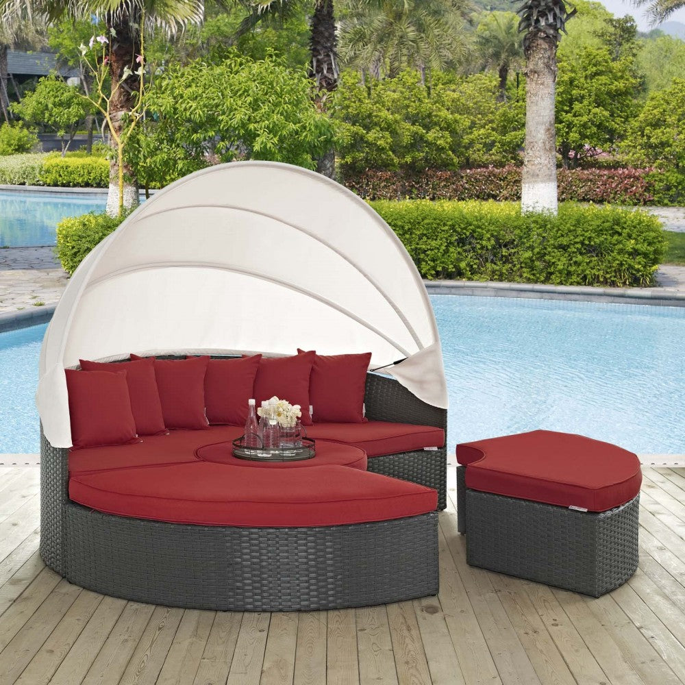 Sojourn Outdoor Patio Sunbrella Daybed, Canvas Red, EEI-1986-CHC-RED