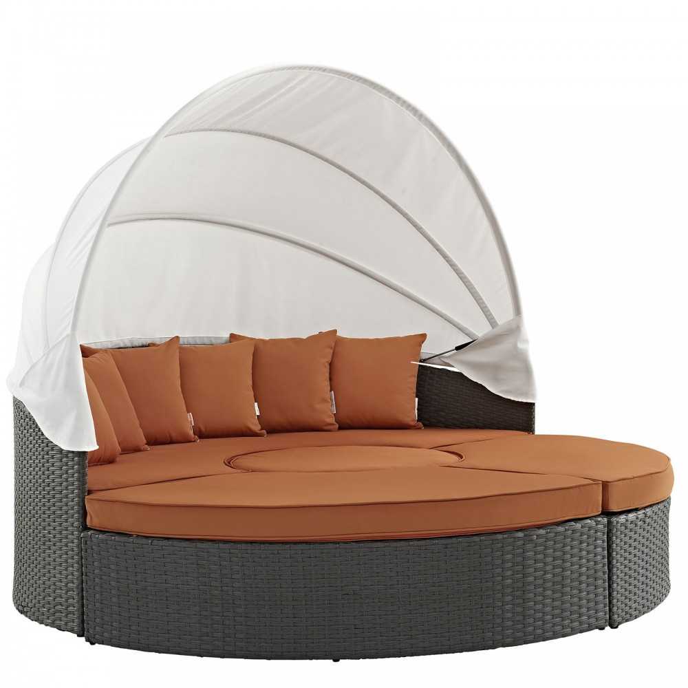 Sojourn Outdoor Patio Sunbrella Daybed, Canvas Tuscan, EEI-1986-CHC-TUS-SET