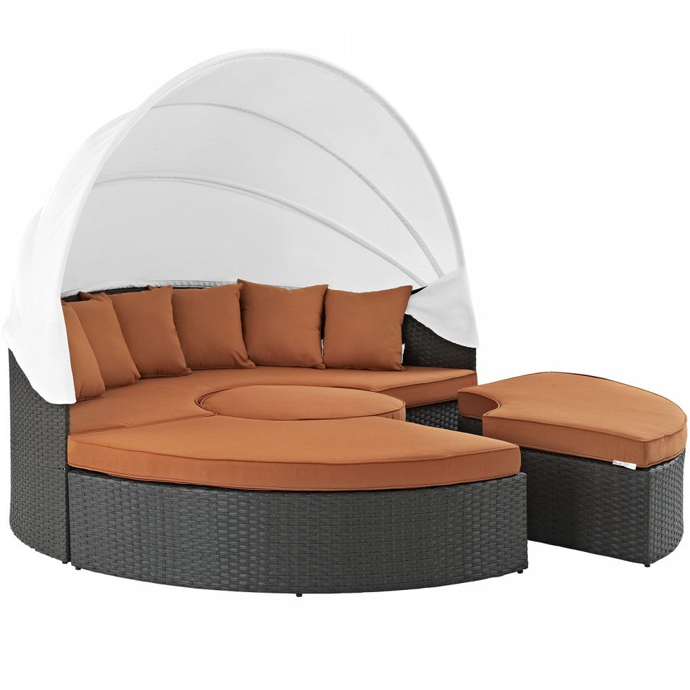 Sojourn Outdoor Patio Sunbrella Daybed, Canvas Tuscan, EEI-1986-CHC-TUS-SET