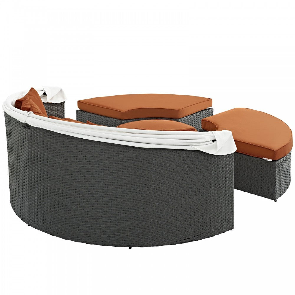 Sojourn Outdoor Patio Sunbrella Daybed, Canvas Tuscan, EEI-1986-CHC-TUS-SET