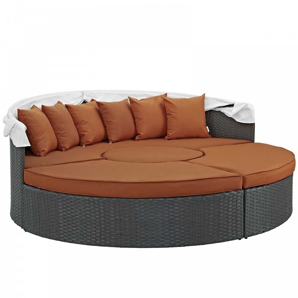 Sojourn Outdoor Patio Sunbrella Daybed, Canvas Tuscan, EEI-1986-CHC-TUS-SET