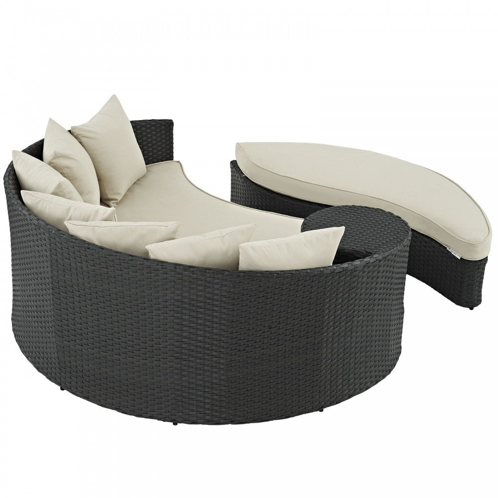 Sojourn Outdoor Patio Sunbrella Daybed, Antique Canvas Beige, EEI-1982-CHC-BEI