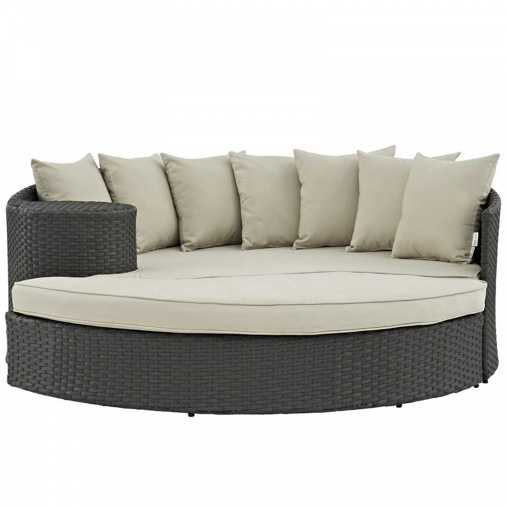 Sojourn Outdoor Patio Sunbrella Daybed, Antique Canvas Beige, EEI-1982-CHC-BEI