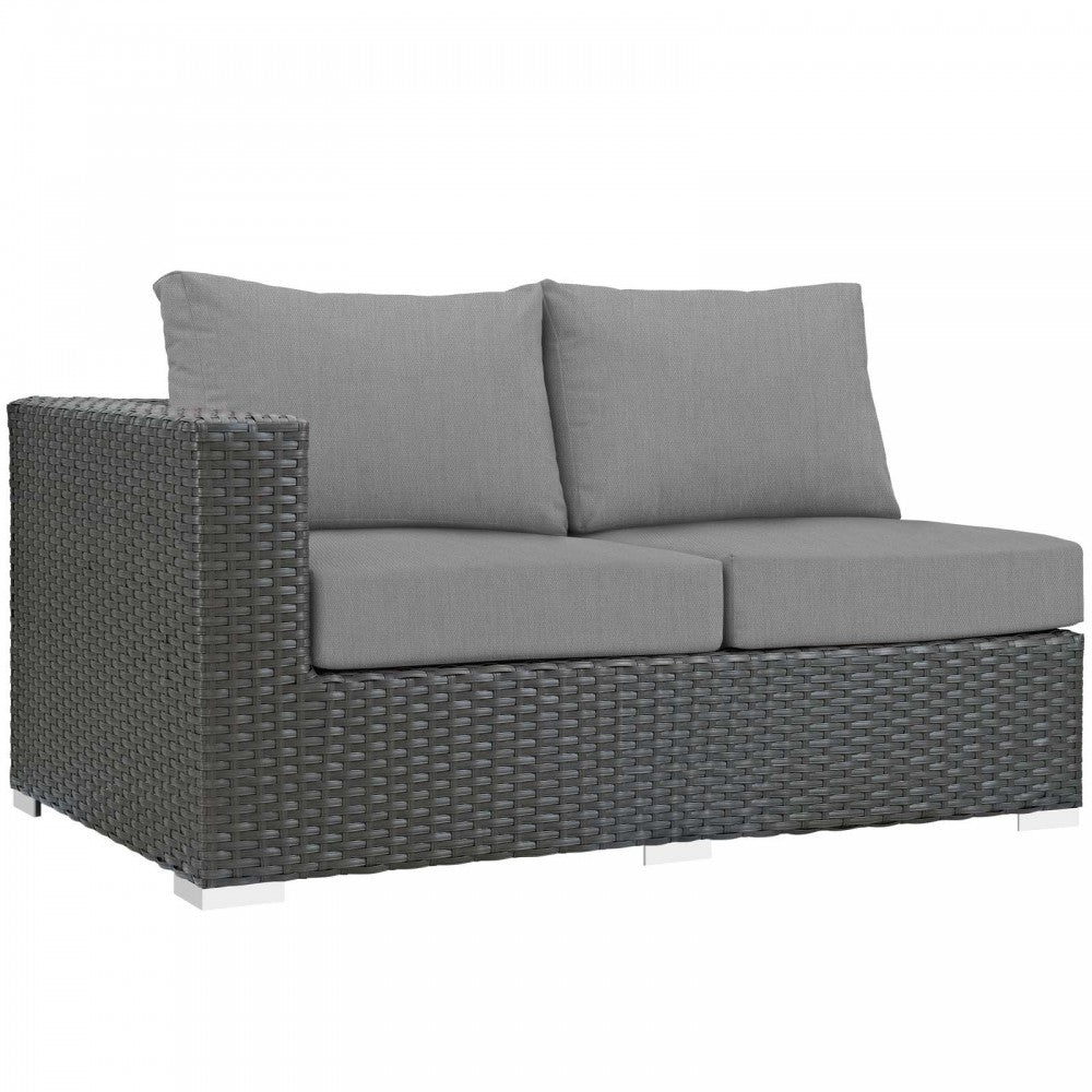 Sojourn Outdoor Patio Sunbrella Left Arm Loveseat, Canvas Gray