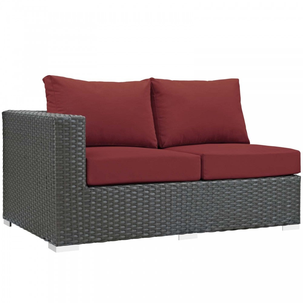 Sojourn Outdoor Patio Sunbrella Left Arm Loveseat, Canvas Red