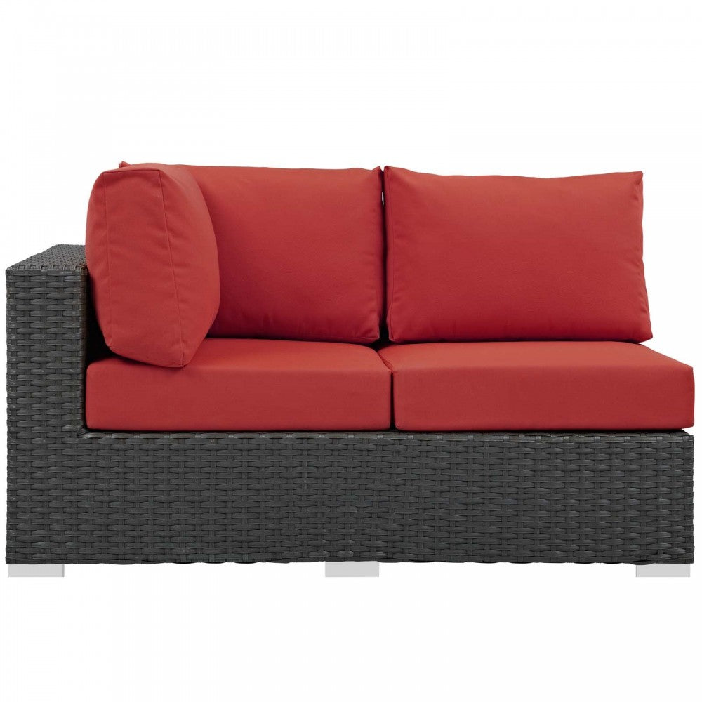 Sojourn Outdoor Patio Sunbrella Left Arm Loveseat, Canvas Red