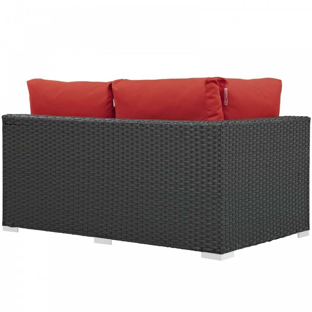 Sojourn Outdoor Patio Sunbrella Left Arm Loveseat, Canvas Red