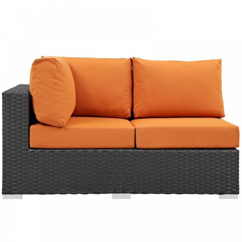 Sojourn Outdoor Patio Sunbrella Left Arm Loveseat, Canvas Tuscan