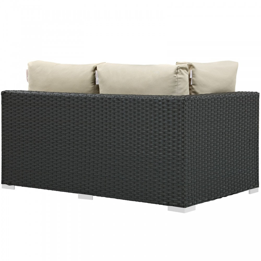 Sojourn Outdoor Patio Sunbrella Left Arm Loveseat, Canvas Antique Beige
