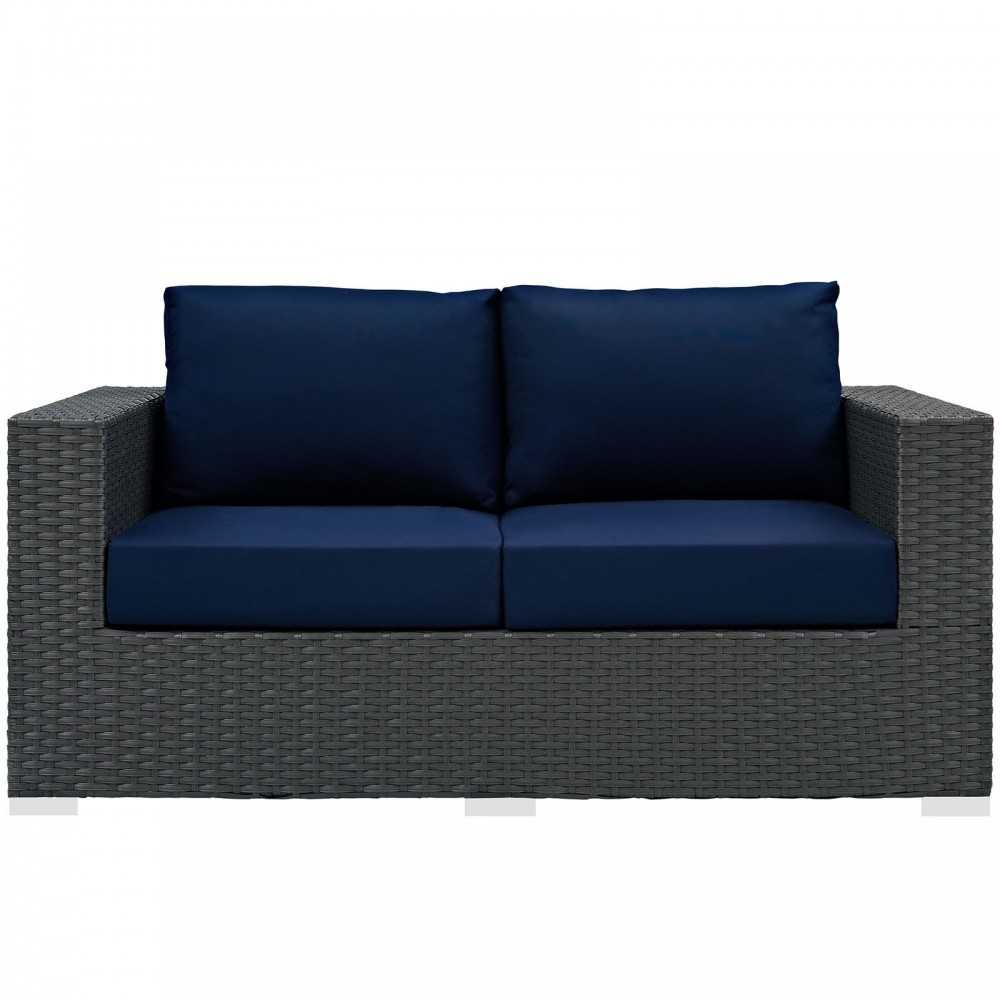 Sojourn Outdoor Patio Sunbrella Loveseat, Canvas Navy