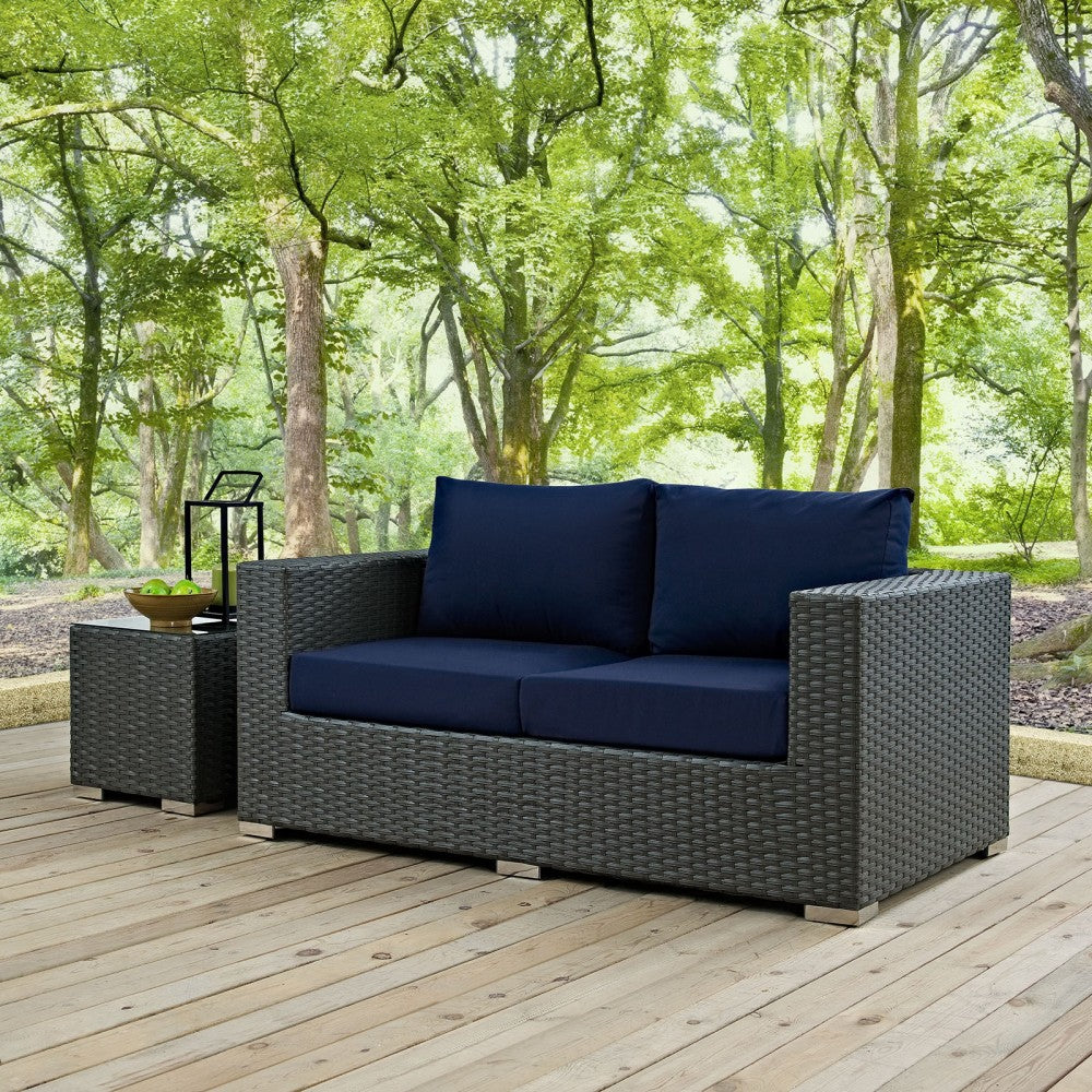 Sojourn Outdoor Patio Sunbrella Loveseat, Canvas Navy