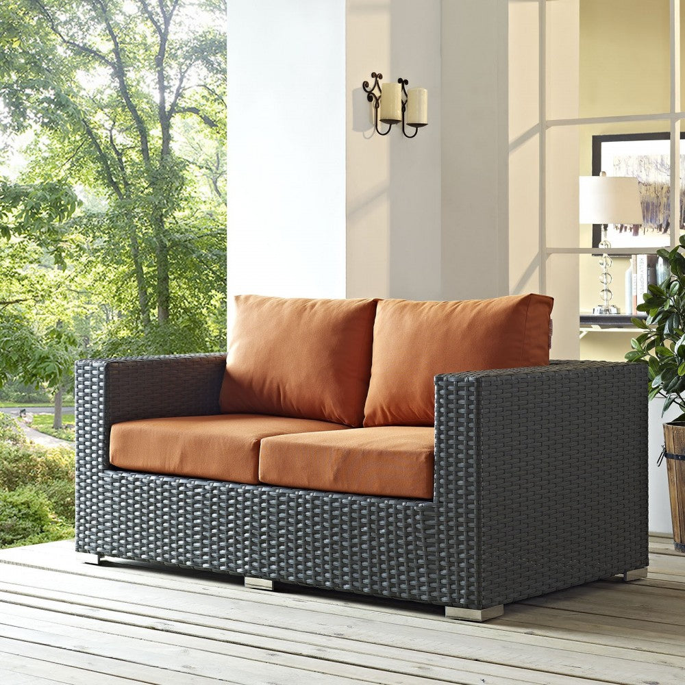 Sojourn Outdoor Patio Sunbrella Loveseat, Canvas Tuscan