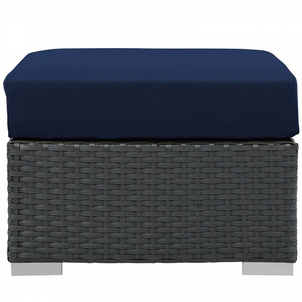 Sojourn Outdoor Patio Sunbrella Ottoman, Canvas Navy