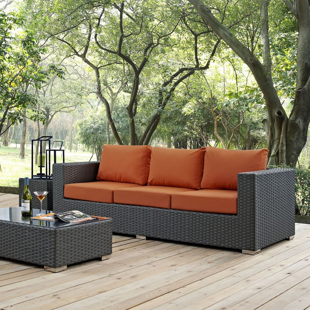 Sojourn Outdoor Patio Sunbrella Sofa, Canvas Tuscan