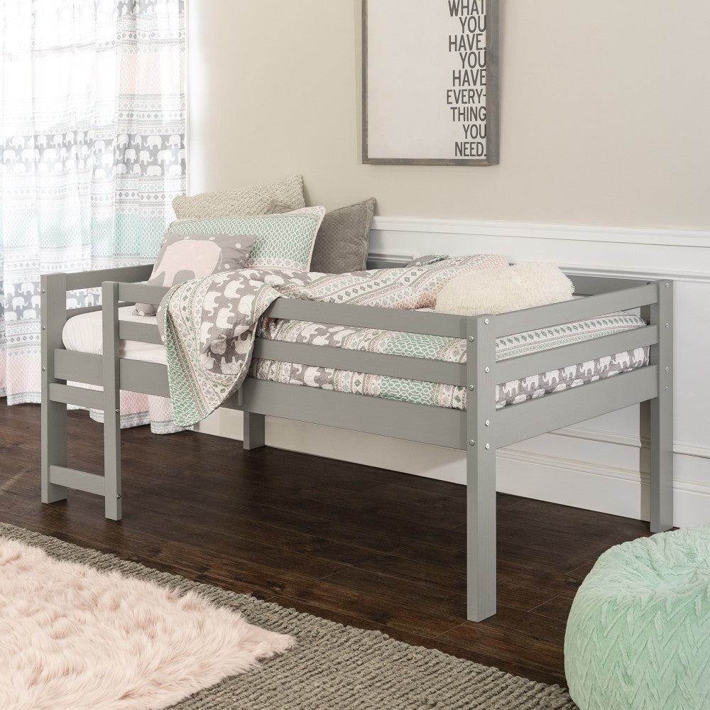 Solid Wood Low Loft Bed - Gray