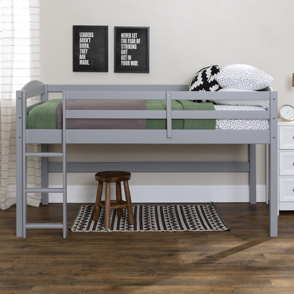 Solid Wood Low Loft Twin Bed - Gray