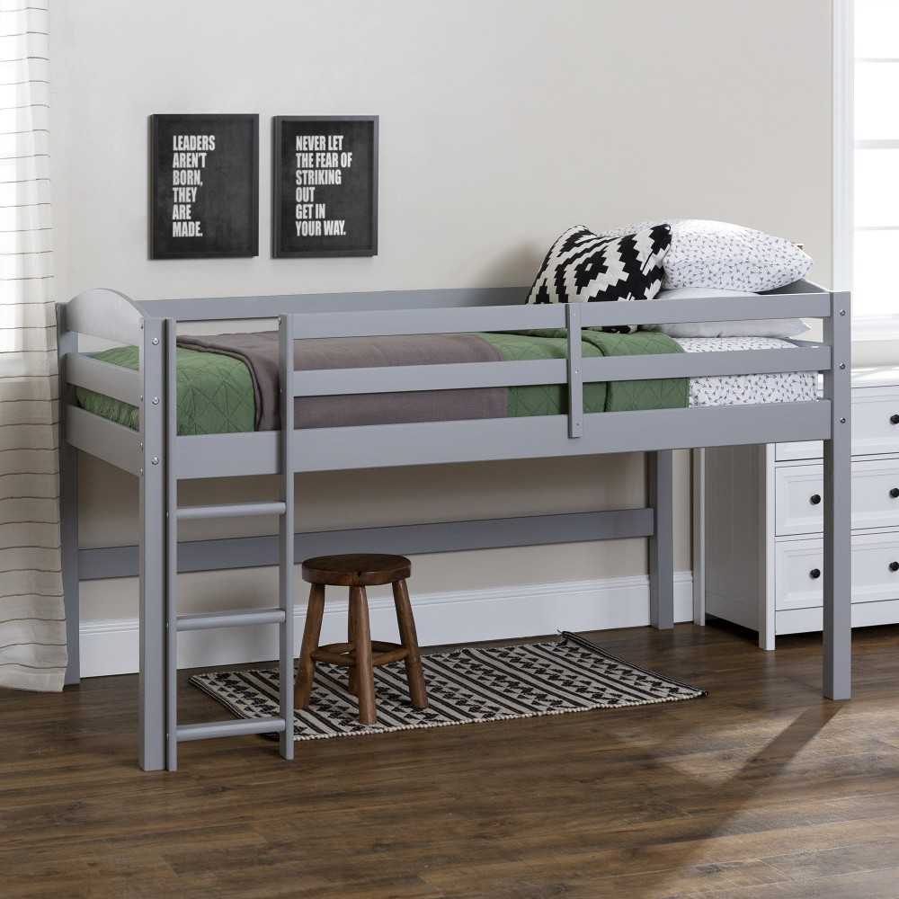 Solid Wood Low Loft Twin Bed - Gray