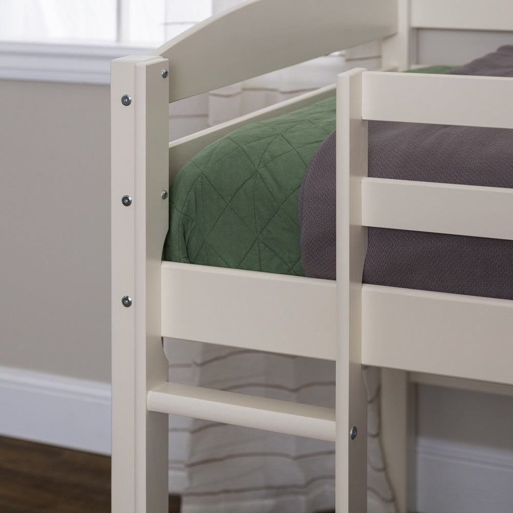 Solid Wood Low Loft Twin Bed - White