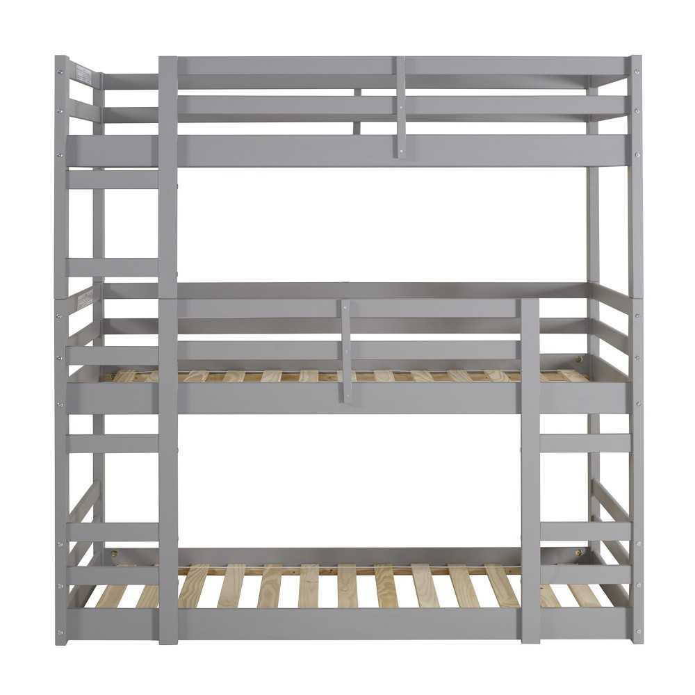 Solid Wood Triple Bunk Bed - Gray