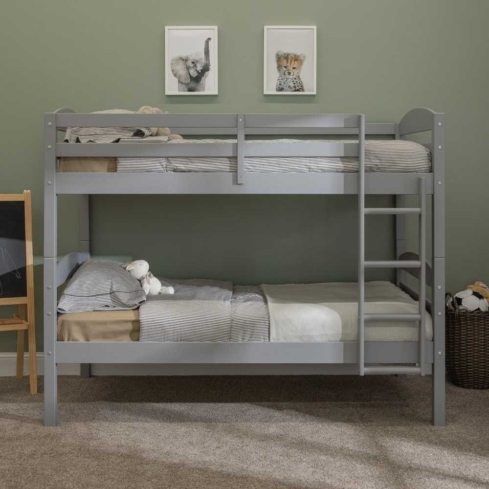 Solid Wood Twin over Twin Bunk Bed - Gray