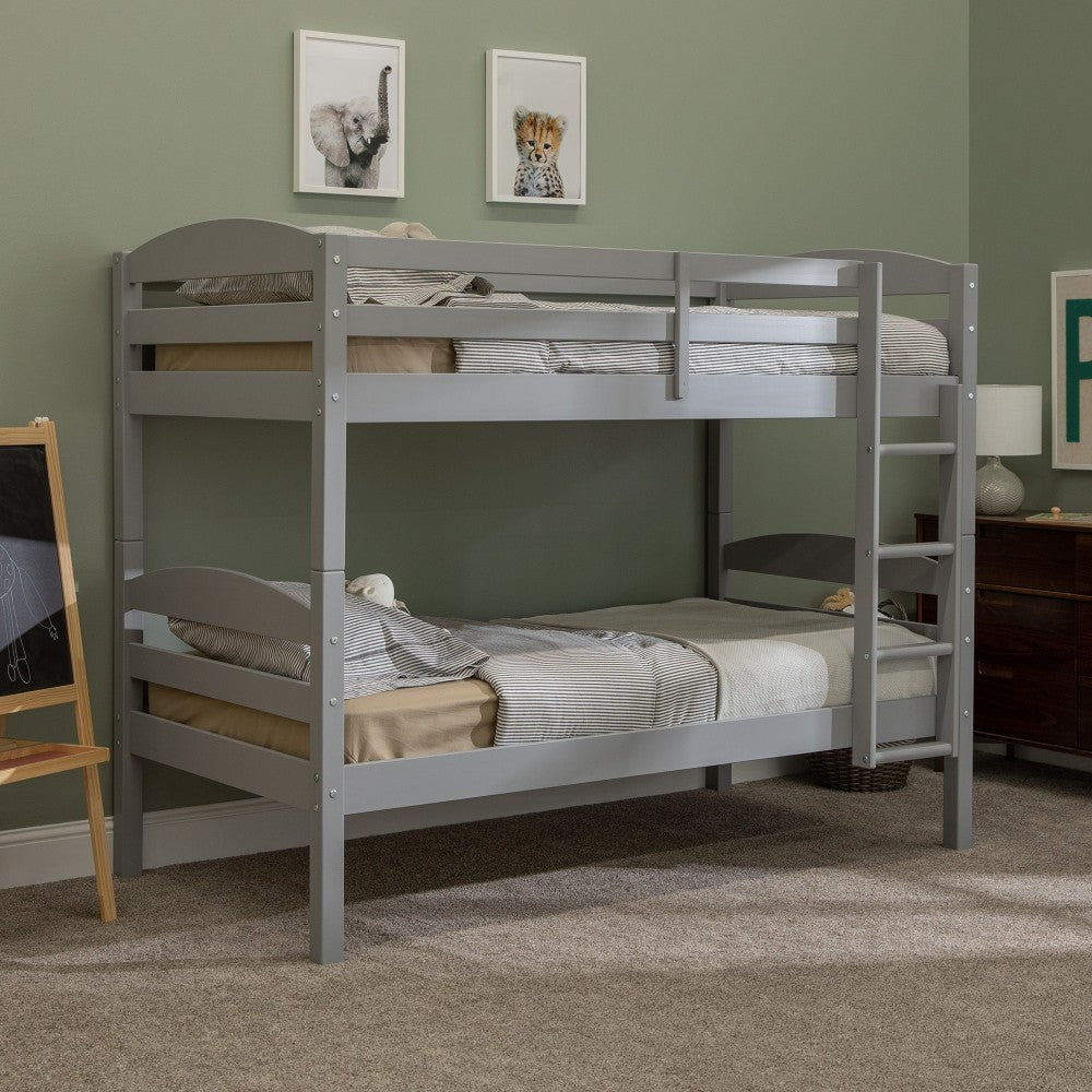 Solid Wood Twin over Twin Bunk Bed - Gray